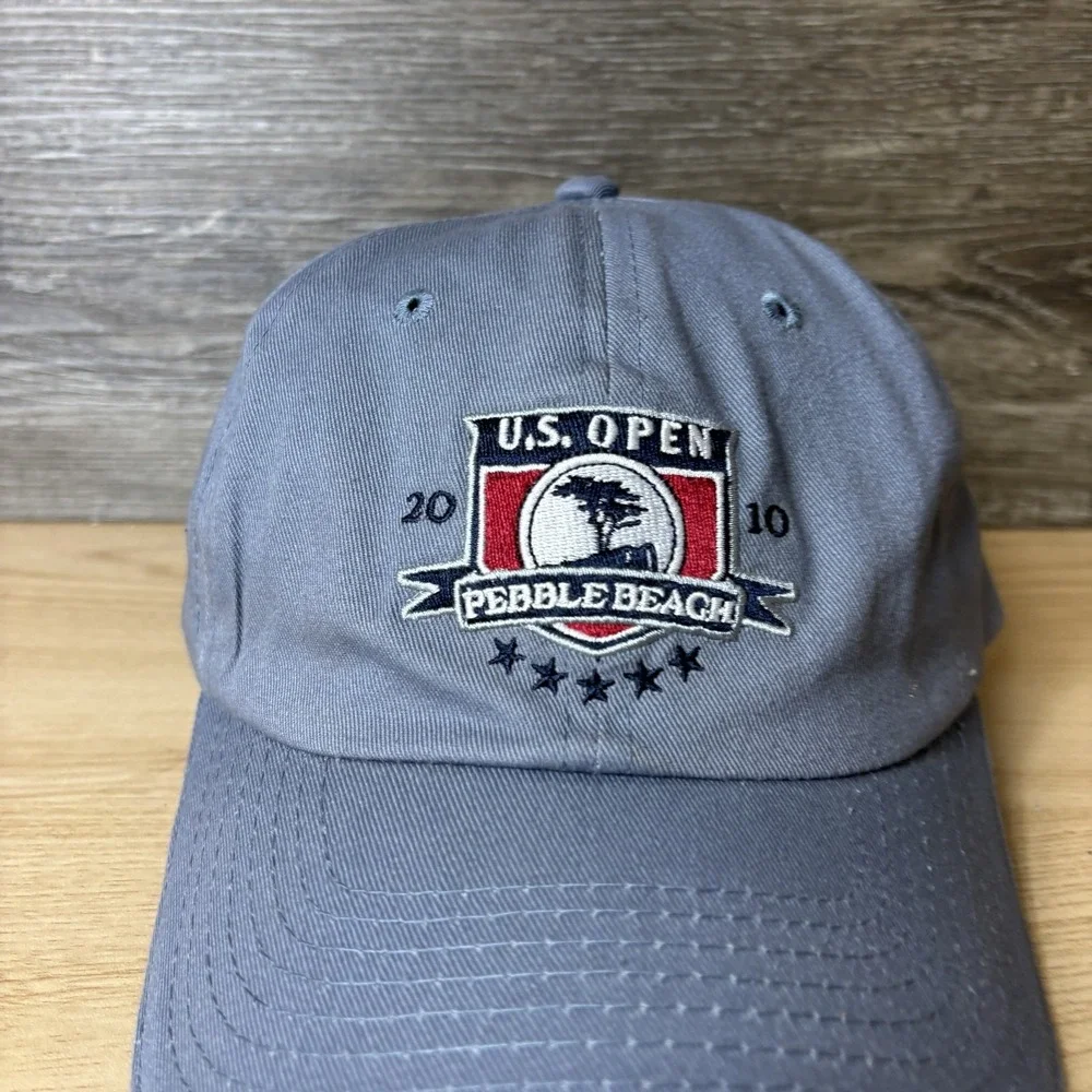 US Open Pebble Beach Hat Cap Strap Back Mens USGA Golf Tournament Gray 2010